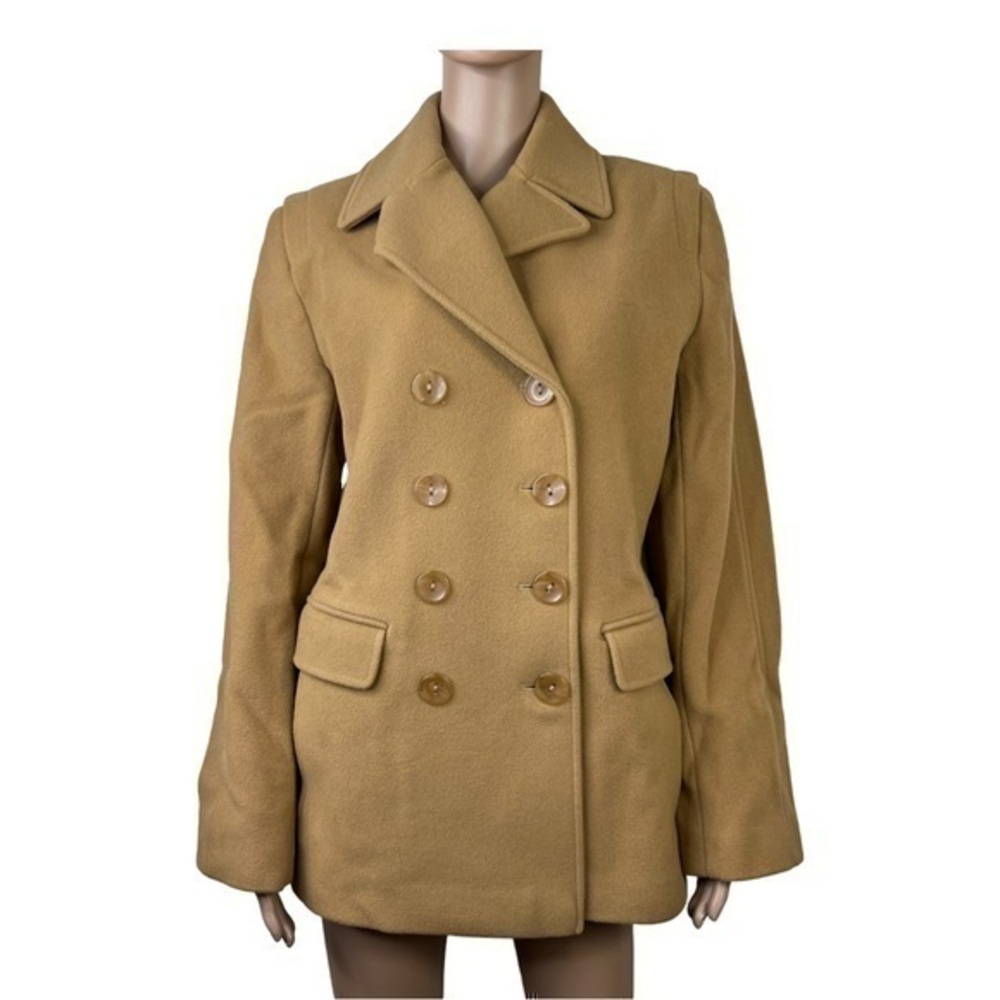 Preston & York Women Coat/ Jacket Camel Big Buttons 100% Wool Sz Medium